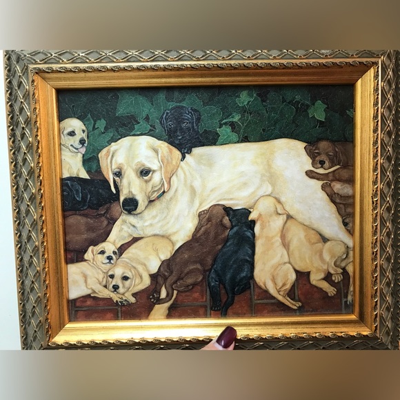 Sandra Anderson 🤎 Framed Print Labrador w/Puppies 🐶 Signed and numbered 🤎 - Picture 1 of 5